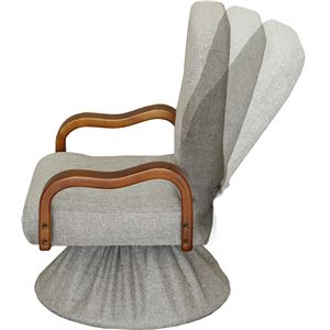 回転高座椅子(3段階リクライニングチェア) 撫子 肘付き グレー(灰) 【完成品】 商品写真3