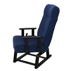 回転式高座椅子/リクライニングチェア 晶 肘付き コイルバネ BL ブルー(青) 商品写真3