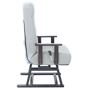 回転式高座椅子/リクライニングチェア 晶 肘付き コイルバネ GY グレー(灰) 商品写真3