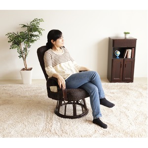 漣-さざなみ-　ラタン回転高座椅子　リクライニングチェア ブラウン 商品写真5