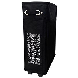 ランドリーバスケット/洗濯かご 【小 40L】 ブラック(黒) スリム キャスター付き 巾着形状 商品写真