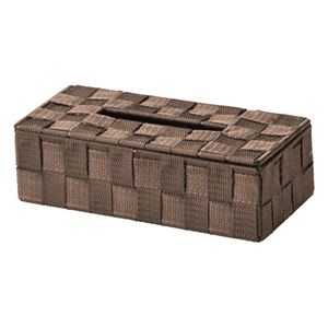 (まとめ) PP編み ティッシュケース/収納ケース 【ダークブラウン】 26×13×高さ7.5cm 【×48個セット】
