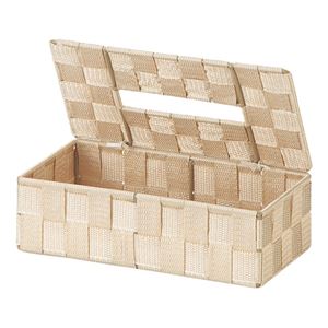 (まとめ) PP編み ティッシュケース/収納ケース 【ベージュ】 26×13×高さ7.5cm 【×48個セット】