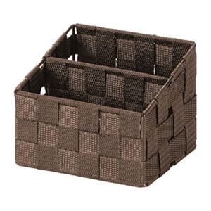 (まとめ) PP編み リモコンラック /収納ケース 【ダークブラウン】 16×14×高さ12.5cm(背面の高さ15cm) 【×60個セット】