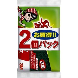 (まとめ) スコッチブライト 抗菌セルローズ スポンジたわし 【2個パック 研磨粒子付】 キッチン用品 掃除用品 【×40個セット】