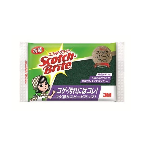 〔まとめ〕 スコッチブライト 抗菌ウレタンスポンジたわし 115×75×31mm 研磨粒子付こげつき汚れ 120個セット キッチンスポンジ