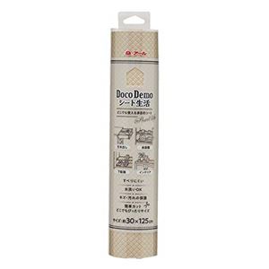 (まとめ) 滑り止めシート/保護シート 【型押し ベージュ】 30×125cm カット可 『DocoDemo シート生活』 【×48個セット】