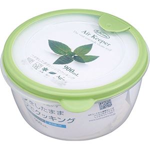 (まとめ) どんぶり型 保存容器 【ソフトグリーン】 900ml 抗菌効果 食洗機可 『エアキーパー』 【×60個セット】