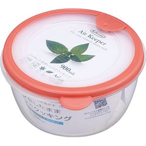 (まとめ) どんぶり型 保存容器 【ソフトオレンジ】 900ml 抗菌効果 食洗機可 『エアキーパー』 【×60個セット】