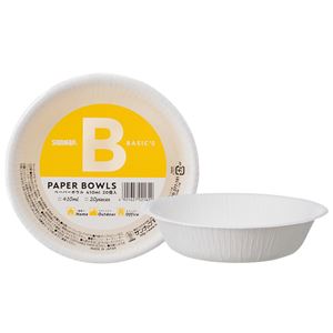 (まとめ) ペーパーボウル/使い捨て食器 【ホワイト 410ml 20個入】 BASIC'S 日本製 アウトドア パーティー 【×60個セット】
