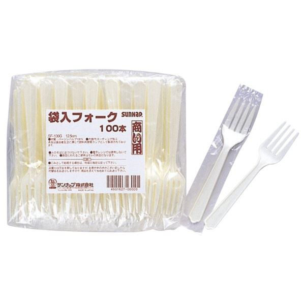 (まとめ) フォーク/使い捨て食器 【袋入り 100本入】 アウトドア パーティー 商い用 業務用 【×50個セット】