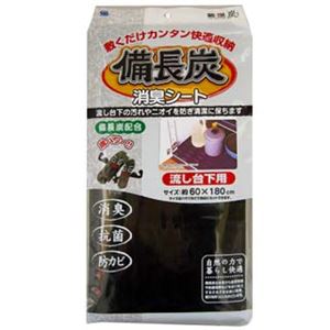 (まとめ) 備長炭 消臭シ-ト/消臭剤 【流し台下用】 消臭 抗菌 防カビ加工 シンク下 キッチン用品 【×100個セット】