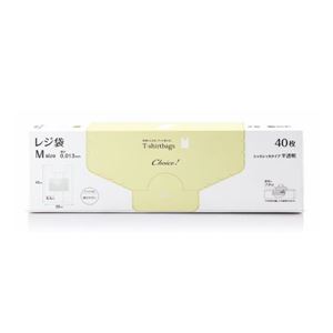 (まとめ) 手提げ付き レジ袋/買い物袋 【Mサイズ 40枚入】 マットタイプ 半透明 チョイス 【×64個セット】
