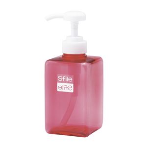 (まとめ) 角型 ディスペンサー/詰め替えボトル 【ピンク S 400ml】 透明 バス用品 『Sfile』 【72個セット】