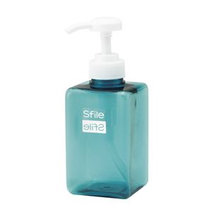 (まとめ) 角型 ディスペンサー/詰め替えボトル 【ブルー S 400ml】 透明 バス用品 『Sfile』 【72個セット】