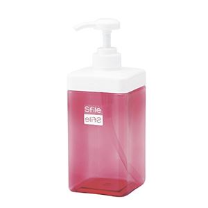 (まとめ) 角型 ディスペンサー/詰め替えボトル 【800ml ピンク】 透明 バス用品 『Sfile』 【72個セット】