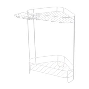 (まとめ) シャンプーラック/ボトルラック 【2段 コーナーラック】 オールワイヤー製 バス用品 『AWバスラック』 【12個セット】