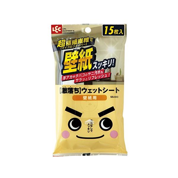 (まとめ) ウェットシート/掃除用品 【激落ちシート 壁紙用】 15枚 2度拭きいらず 【60個セット】