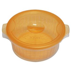 (まとめ) 電子レンジ調理器 【丸型 1100ml】 ザル付き キッチン用品 早ワザ レンジ名人 ユニックス 【48個セット】