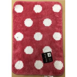 【40個セット】 バスマット/お風呂マット 【45×65cm ピンク】 ポリエステル ルックス HAPPY MAT ファンシードット 〔脱衣所〕