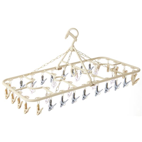 【2個セット】 ニッコー スーパーランドリー 角ハンガー 36ピンチ ナチュラルベージュ SL-36N