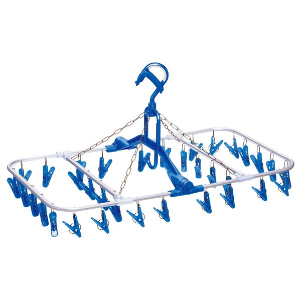 【2個セット】 ニッコー アルミ 角ハンガー 34ピンチ ブルー AH-34