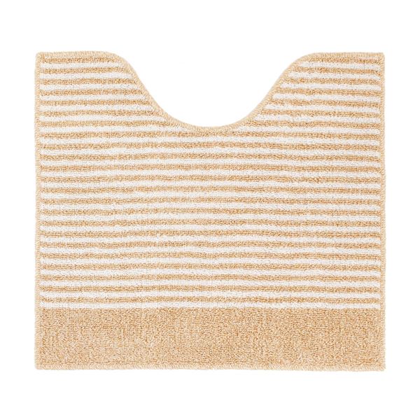 【2個セット】 ルックス トイレマット 55×60cm ライトボーダー（ベージュ）