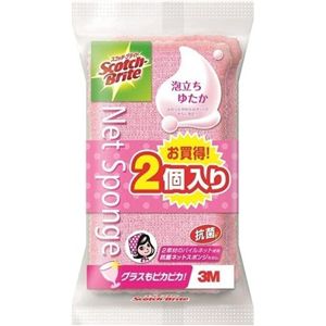 【10個セット】 3M スコッチブライト 泡立ちゆたかネットスポンジ ピンク 2個入 WNTP-2PW