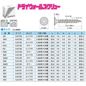 ヤマヒロ 軽天・内装工事用ビス S65 3.5×65 ラッパ頭 [300本入] 商品写真2