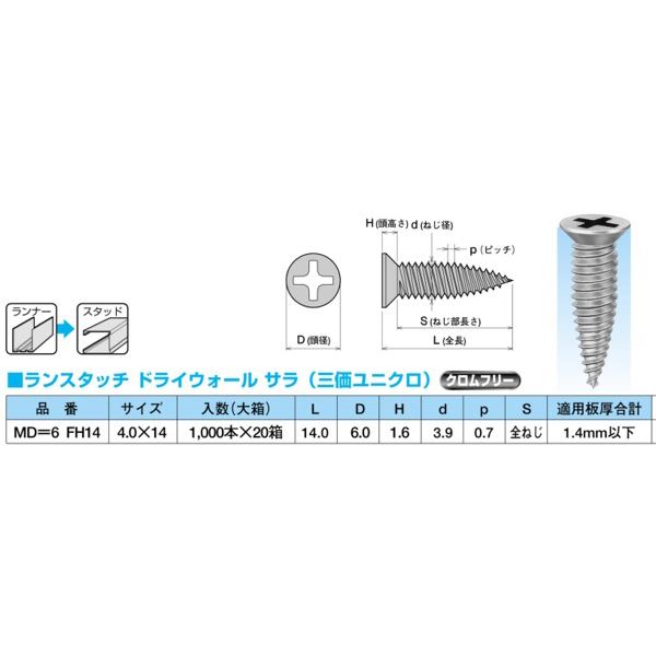 ランスタッチ MD=6 FH14 [1000本入]【0010-00972】