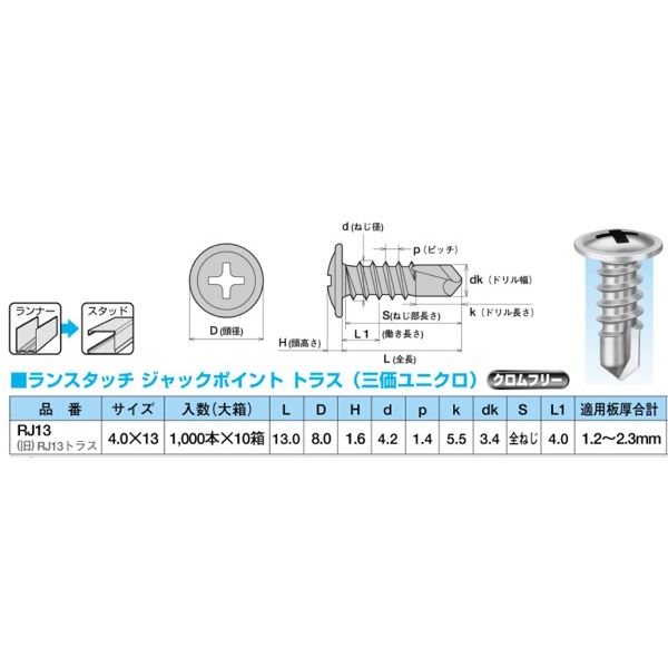 ランスタッチ RJ13 [1000本入]【0010-00978】