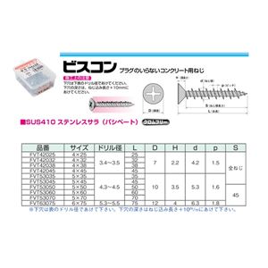 ヤマヒロ ステンレスビスコン 皿 4.0×32mm FVT42032 [200本入] 商品写真2