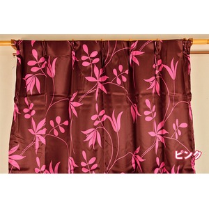 ボタニカル柄遮光カーテン 【2枚組 100×135cm/ピンク】 洗える 形状記憶 植物柄 『ヒルズ』 商品写真3