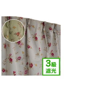 バラ柄遮光カーテン 【1枚のみ 150×135cm/グリーン】 洗える・形状記憶 薔薇柄 3級遮光 『ファンシー』 商品写真2