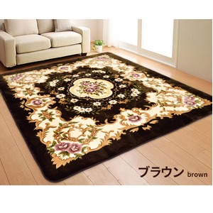 ラグマット 絨毯 / 200×200cm 正方形 ブラウン / 床暖房対応 フランネル地 防音 『アンタレス』
