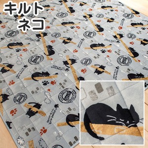ねこ ホットカーペットカバー ラグ 200×250cm 3畳 ウレタン5-7mm 洗える ウッドキャット グレイ