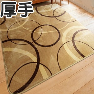 幾何学 ホットカーペットカバー ラグ 200×250cm 3畳 厚手 ウレタン13-15mm サークル ベージュ