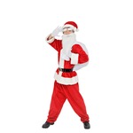 【クリスマスコスプレ】サンタクロース 【メンズ スタンダード】 トップス・パンツ・ベルト・帽子・グローブ・サンタ袋・眉毛・髭