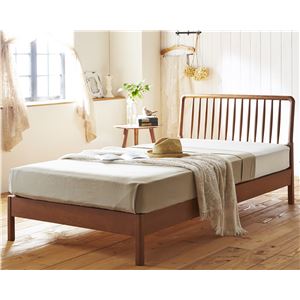 ウィンザー調 天然木 すのこベッド シングル (フレームのみ) ブラウン  ベッドフレーム - 拡大画像