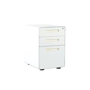 収納 ワゴン 袖机 幅40.8cm ホワイト オールロック式 オフィス収納 サイドチェスト