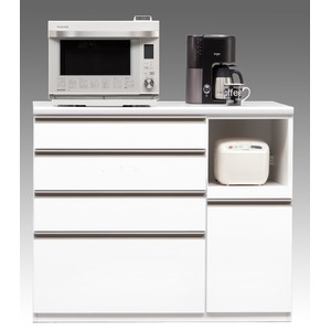 【開梱設置費込】キッチンカウンター ESシリーズ 120cm幅 レンジ台 ホワイト色 ハイタイプ 【日本製】 商品写真