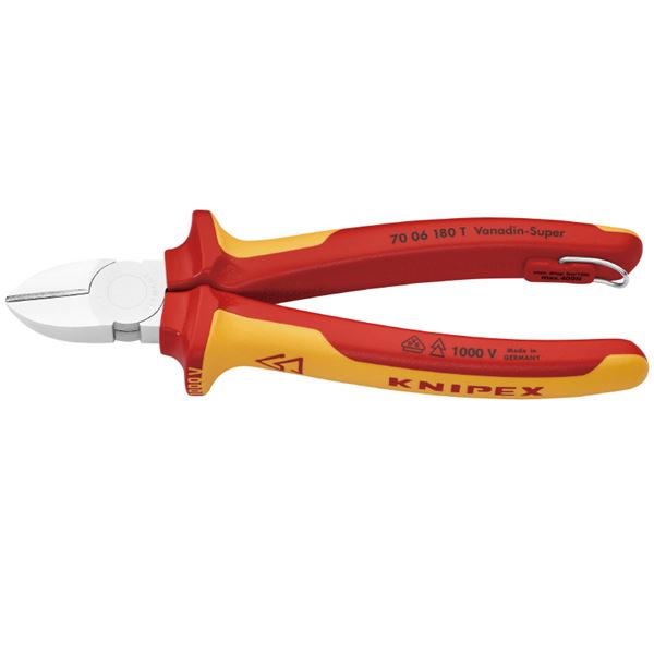 KNIPEX（クニペックス） 7006-180TBK 絶縁斜ニッパー 落下防止 （BK）