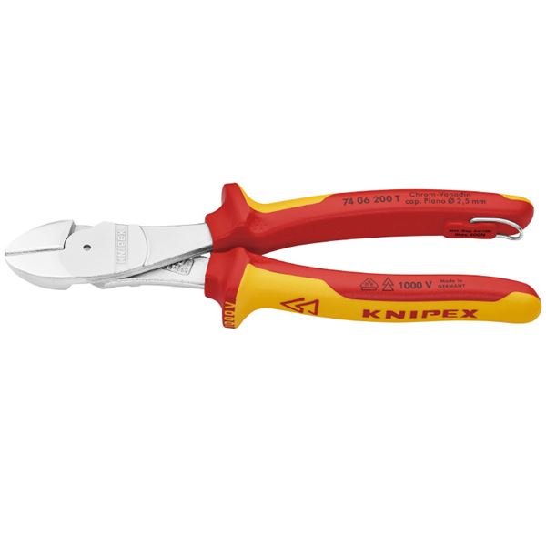 KNIPEX（クニペックス） 7406-200TBK 絶縁強力斜ニッパー 落下防止（BK）