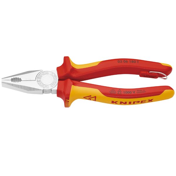 KNIPEX（クニペックス） 0306-180TBK 絶縁ペンチ 1000V 落下防止 （BK）