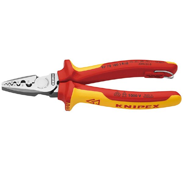 KNIPEX（クニペックス） 9778-180TBK 絶縁圧着ペンチ 落下防止 （BK）