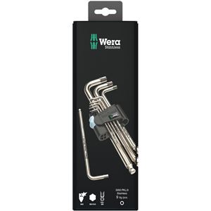 WERA ヴェラ 9本組 Hex-Plus ステンレス製 ボールポイント付 L型 六角棒 レンチ ホルダー付 073544 工具 ツール DIY 作業工具