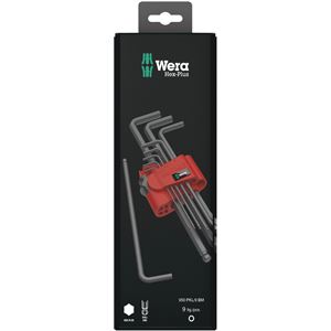 WERA ヴェラ 9本組 BlackLaser Hex-Plus ボールポイント付 L型 六角棒レンチ ホルダー付 073596 工具 ツール DIY 作業工具 道具