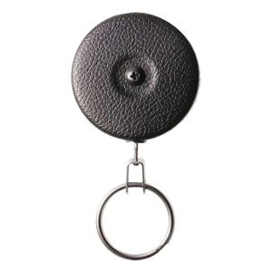 KEY-BAK キーバック 伸縮キーホルダー ベルトループ式 ステンレススチール製コード 最長60cm 鍵10本収納 ブラック 0003-013