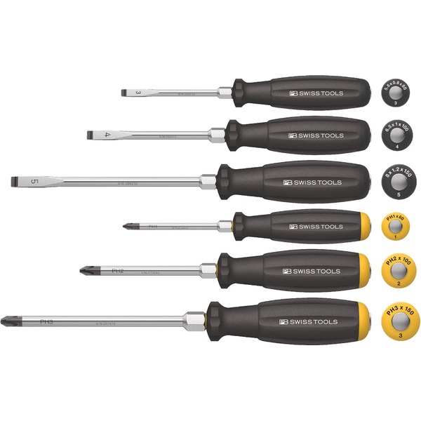 PB SWISS TOOLS ピービ―スイスツールズ 6本組 貫通ドライバーセット SwissGrip スイスグリップ仕様 ペーパーボックス入 8249.DNCBB