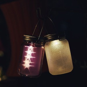 充電式ソーラーライト/ガラスジャー型照明 【スター/ピンク】 照度センサー内蔵 防雨仕様 『Glass Jar -star-』 商品写真3